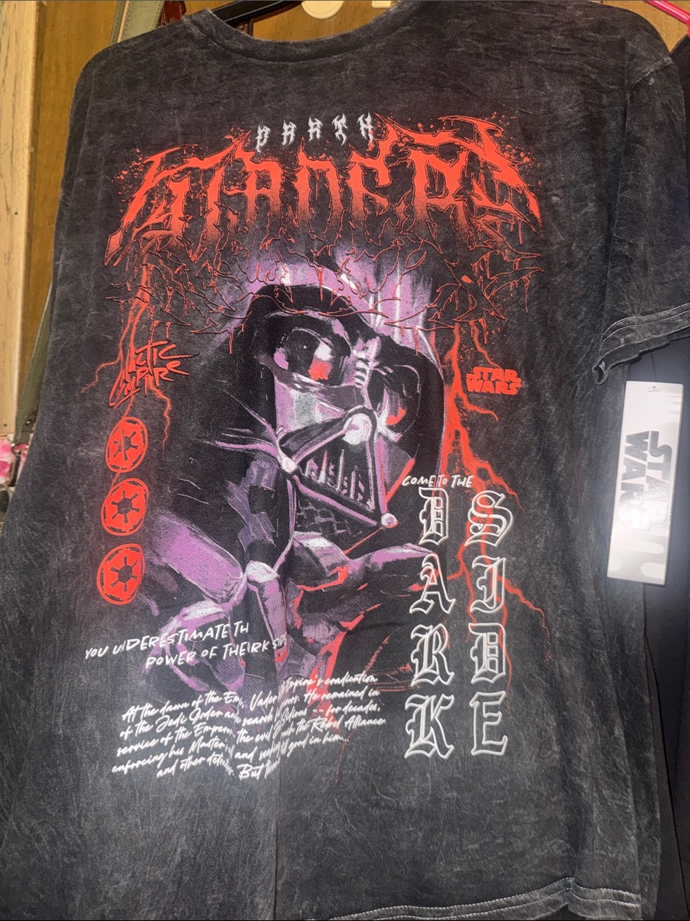 Star Wars Black Tee with Red & Purple Darth Vader Graphic
